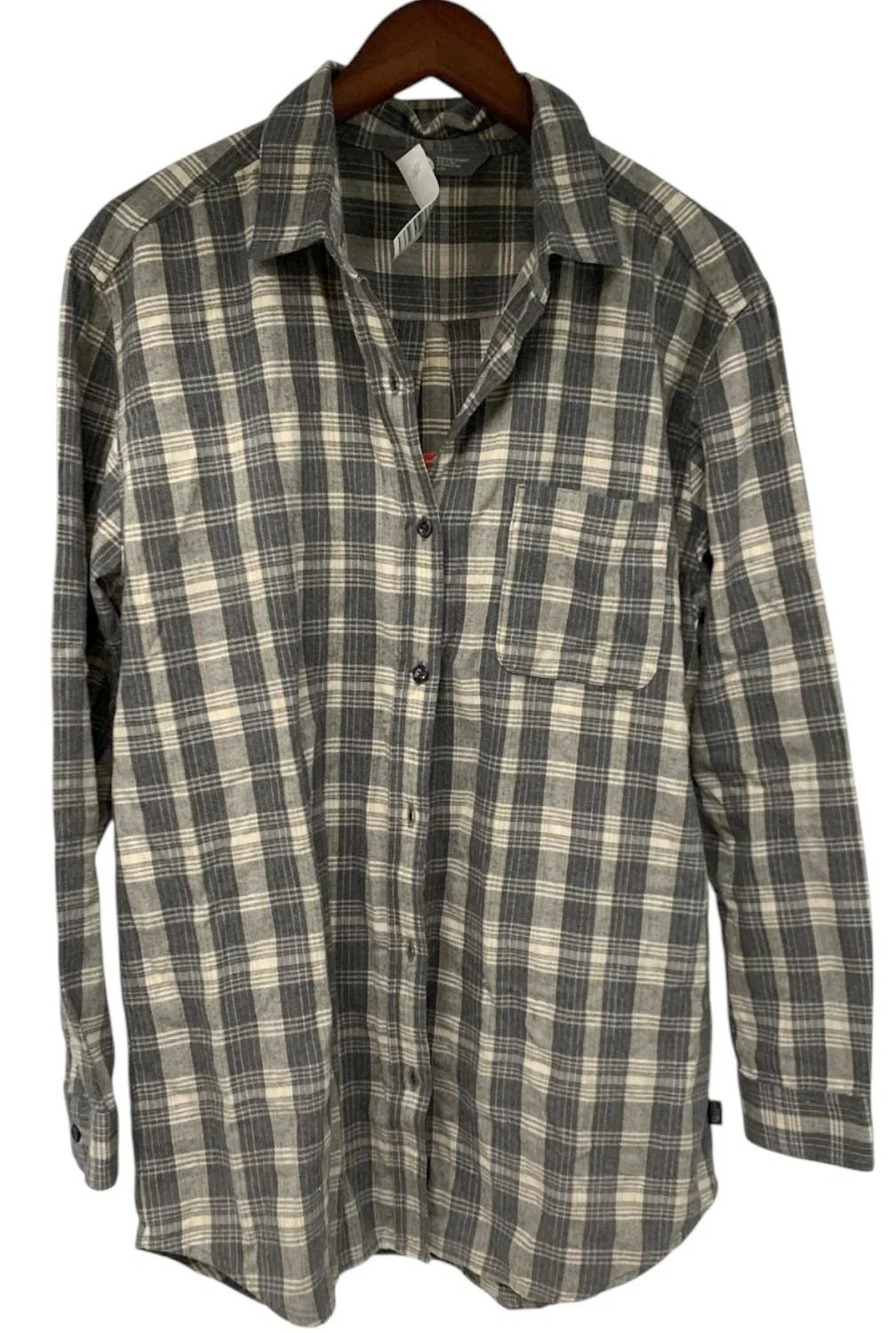 The North Face Women's Long Sleeve Boyfriend Shirt Graphite Grey Plaid - Regular